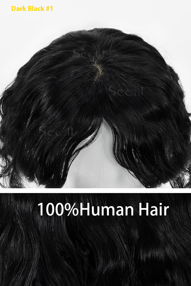 Metis Toppers Cheveux Humains Couronne Topper Extensions de Cheveux Brun Moyen