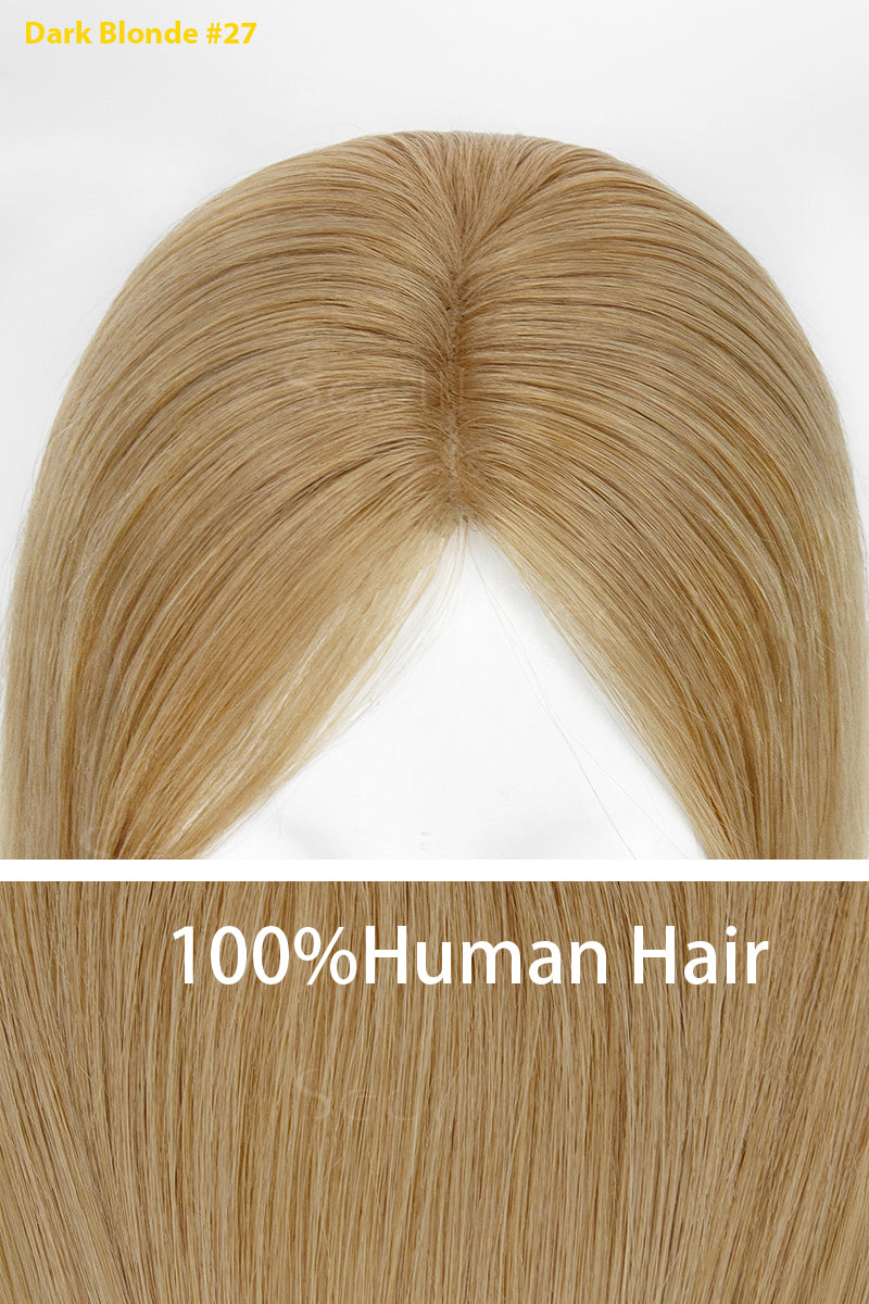 Topper de cabello humano hecho a mano Mona Rubio Oscuro