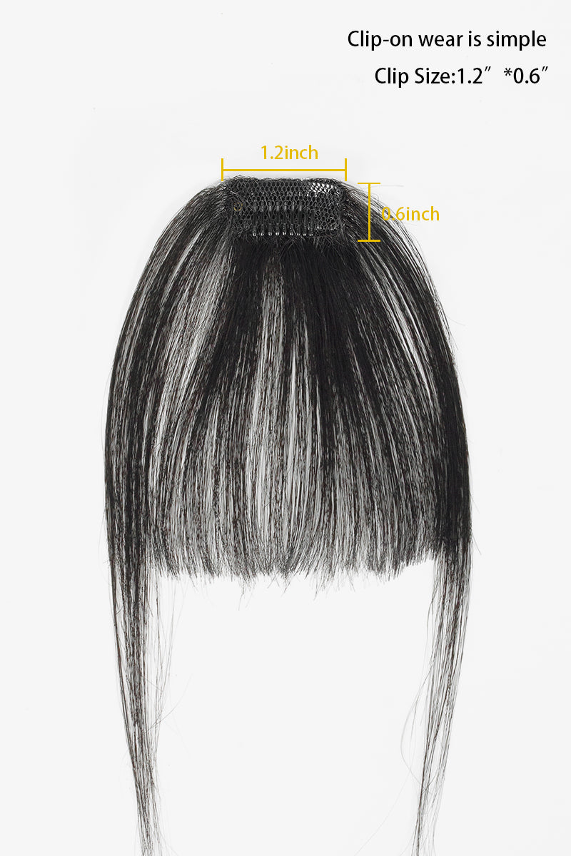 Natural Black Clip-in Air Bangs with 1.2 x 0.6 Inch Clip Size – Easy Clip-On Hair Fringe