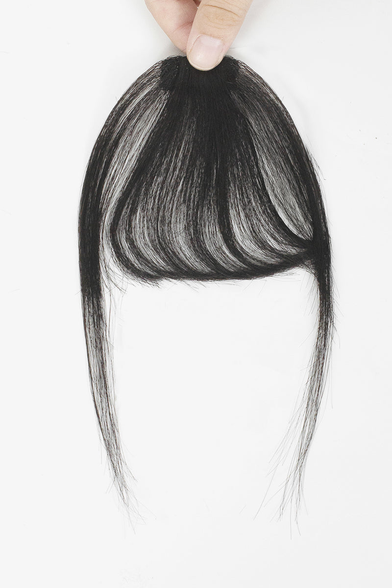 Natural Black Human Hair Clip-in Bangs Fringe – Lightweight and Natural Look, Hand-Held Detail