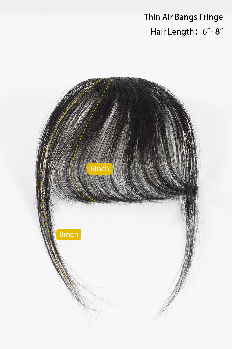 Natural Black Thin Air Bangs Fringe Hair Extension – 6 to 8 Inch Length