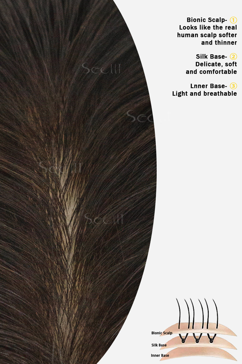 Close-up of hair product with text describing features on a white background