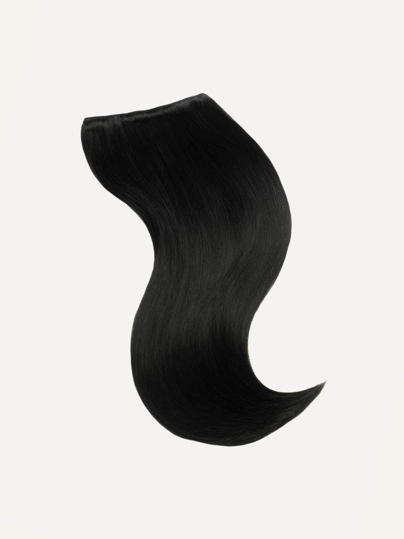 Dolly Halo Clips em extensões de cabelo preto natural