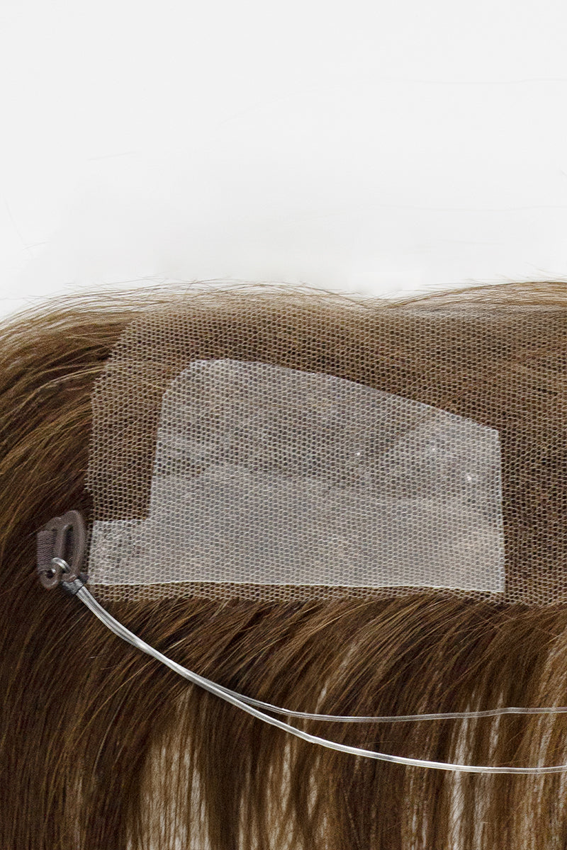 Seully Hair Hairline Topper: Breathable Lace|Halo Wire|Natural Look Dark Brown mix Medium Ash Brown