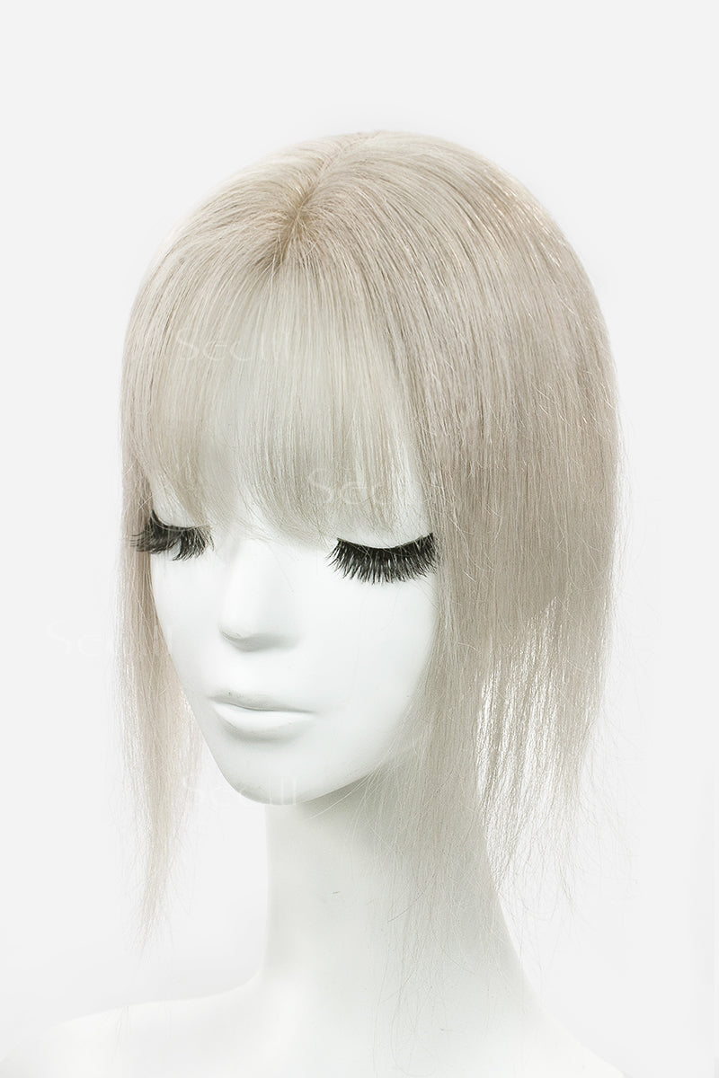 Flavia-B Silk Top Remy Cabelo Humano Topper com Franja Preto Escuro