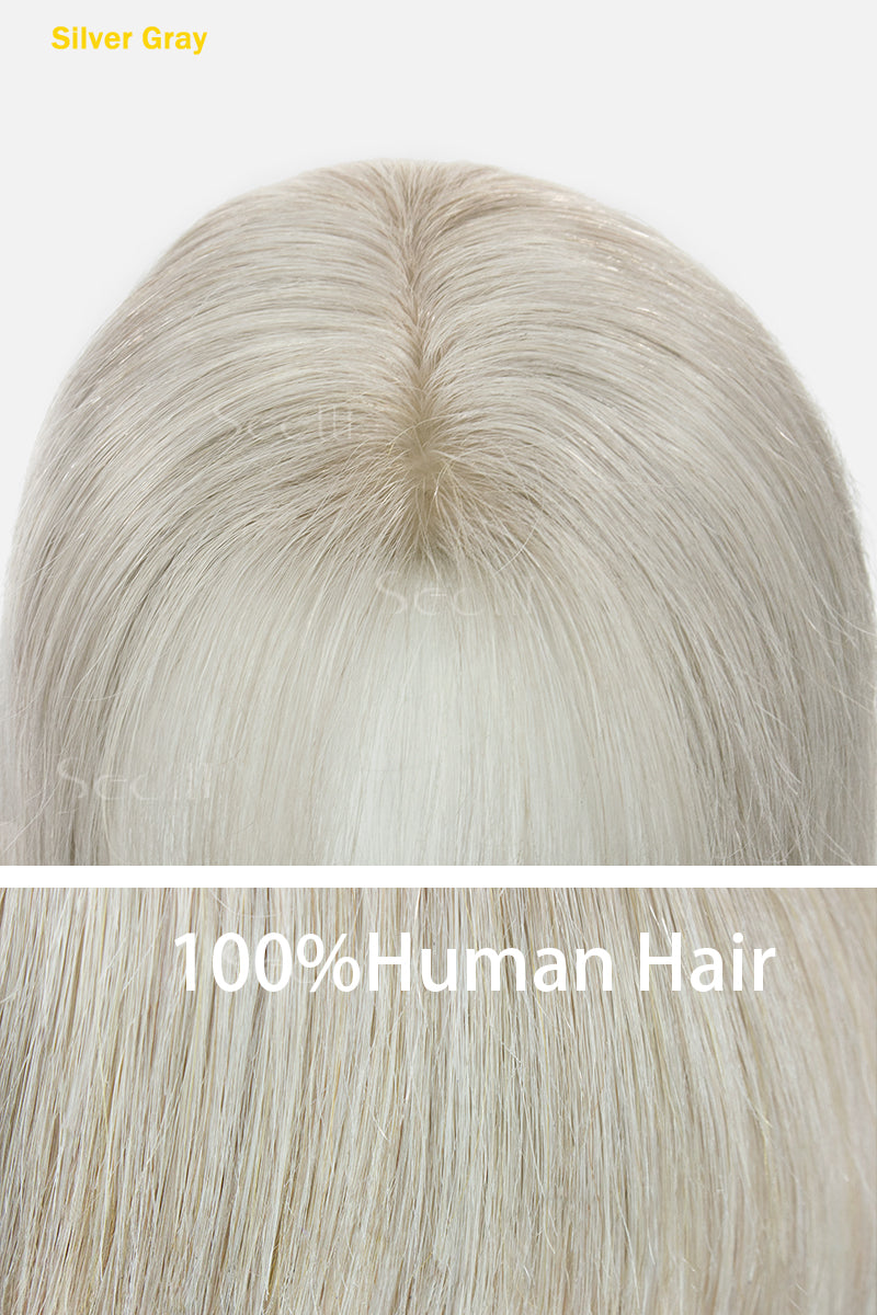Flavia-B Silk Top Remy Cabelo Humano Topper com Franja Preto Escuro