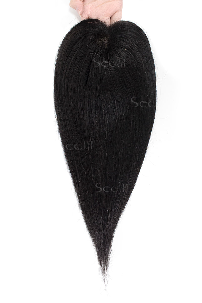 Flavia Silk Top Remy Human Hair Topper Natural Black