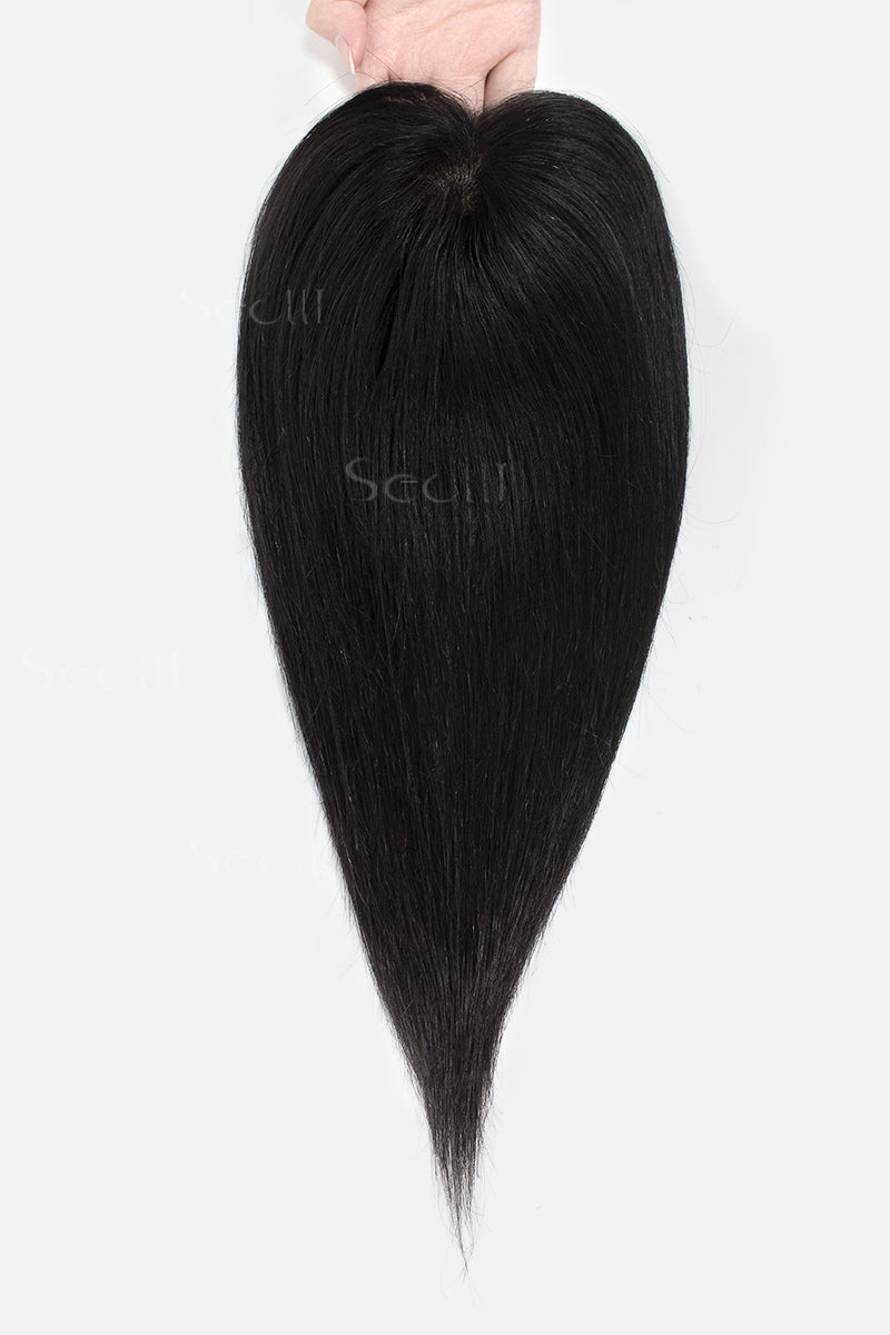 Topper de Cabello Humano Remy con Base de Seda Flavia | Negro Natural