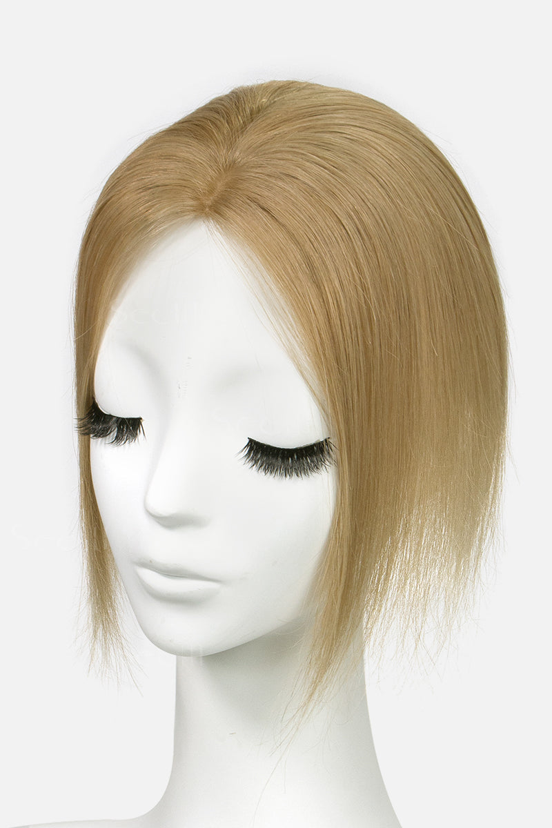Topper de cabello humano Remy Flavia Silk Top rubio oscuro n.° 27