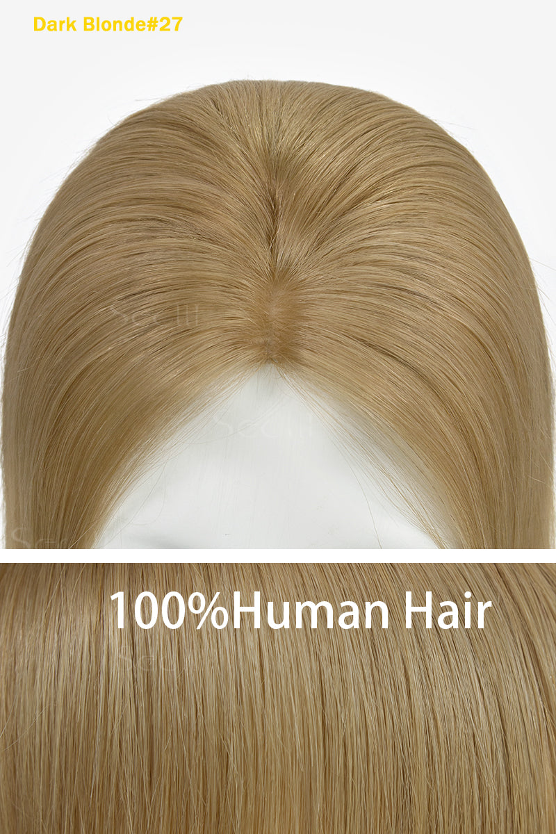 Topper de cabello humano Remy Flavia Silk Top rubio oscuro n.° 27