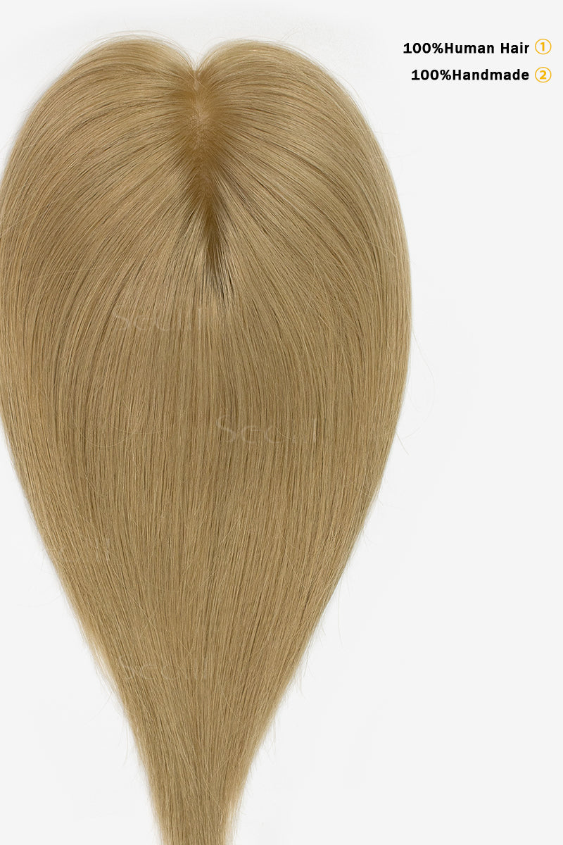 Topper de Cabello Humano Remy con Base de Seda Flavia | Rubio Oscuro