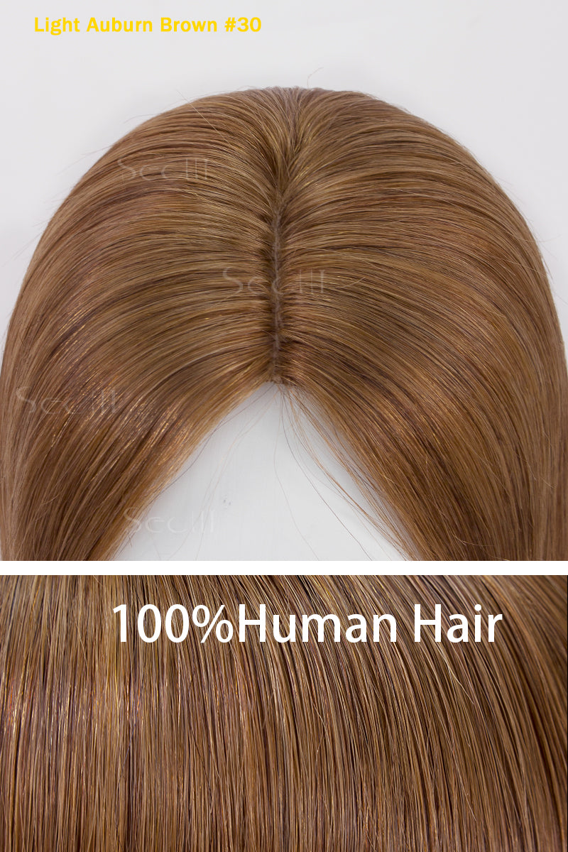 Flavia-C02 Wave Curly Human Hair Toppers No Bangs (Blonde and Highlights)