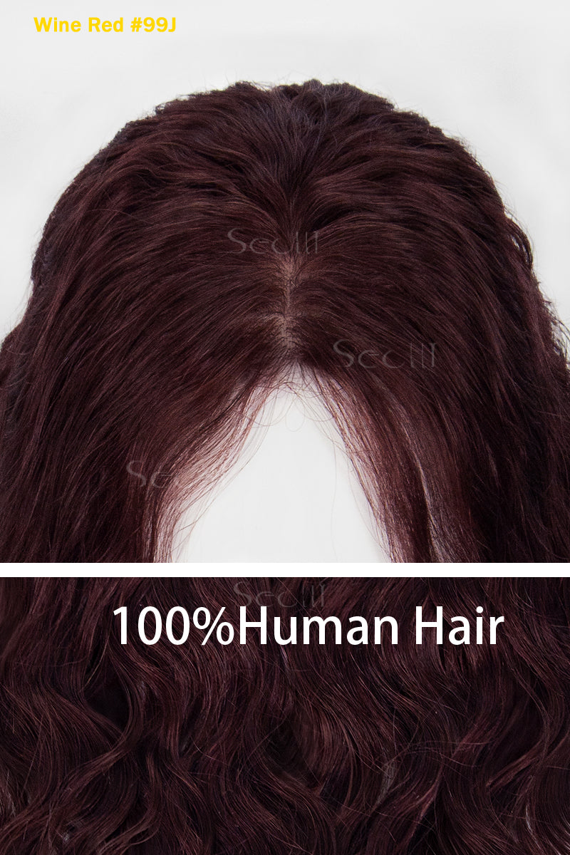 Wine red wig with &