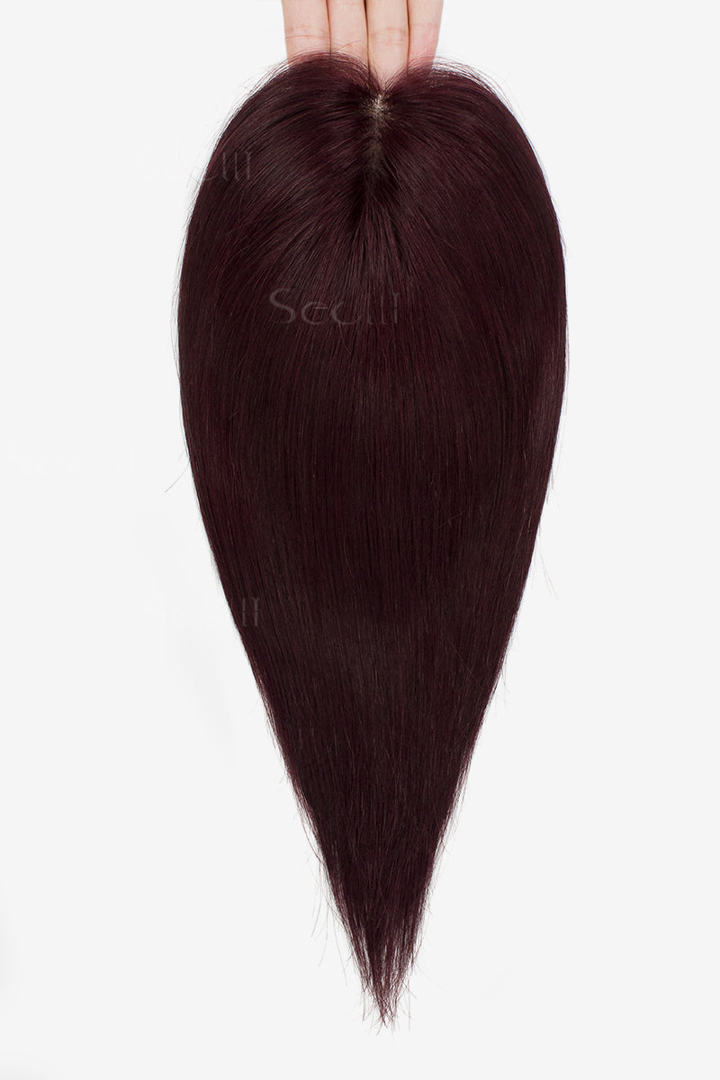 Peluca de cabello humano Remy Flavia Silk Top color vino tinto n.° 99J