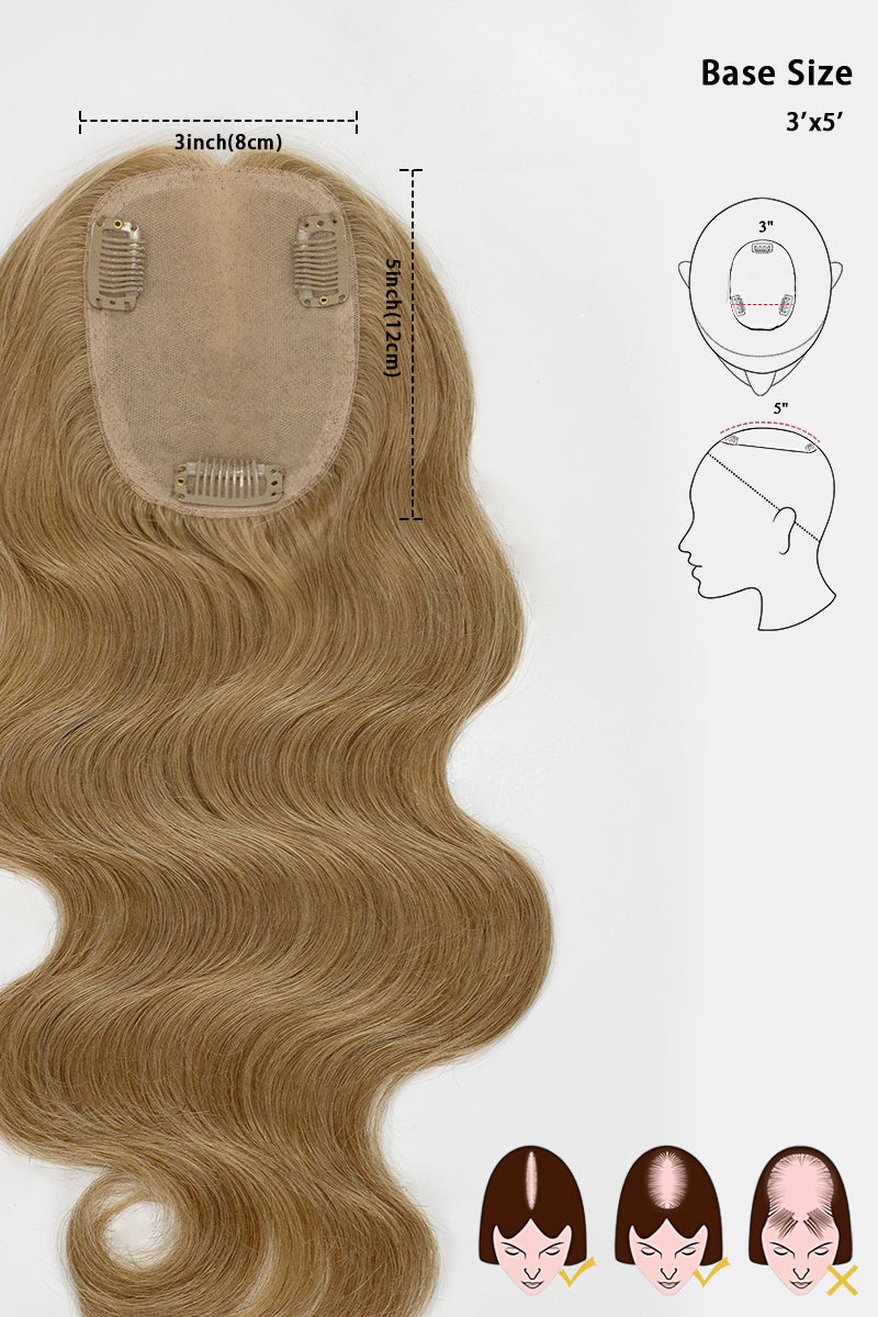 Flavia-C02  Wave Curly Human Hair Toppers Dark Blonde