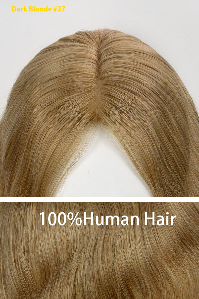 Flavia-C02  Wave Curly Human Hair Toppers Dark Blonde