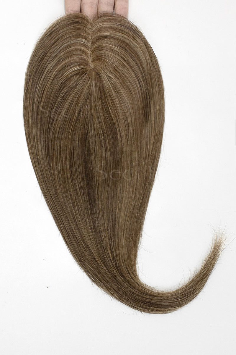 Hera Human Hair Topper Medium Brown with Warm Highlights