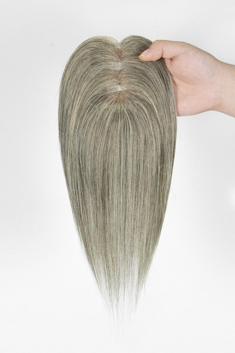 Mona Human Hair Topper #Light Brown Grey #LBG – SEULLY display picture 2