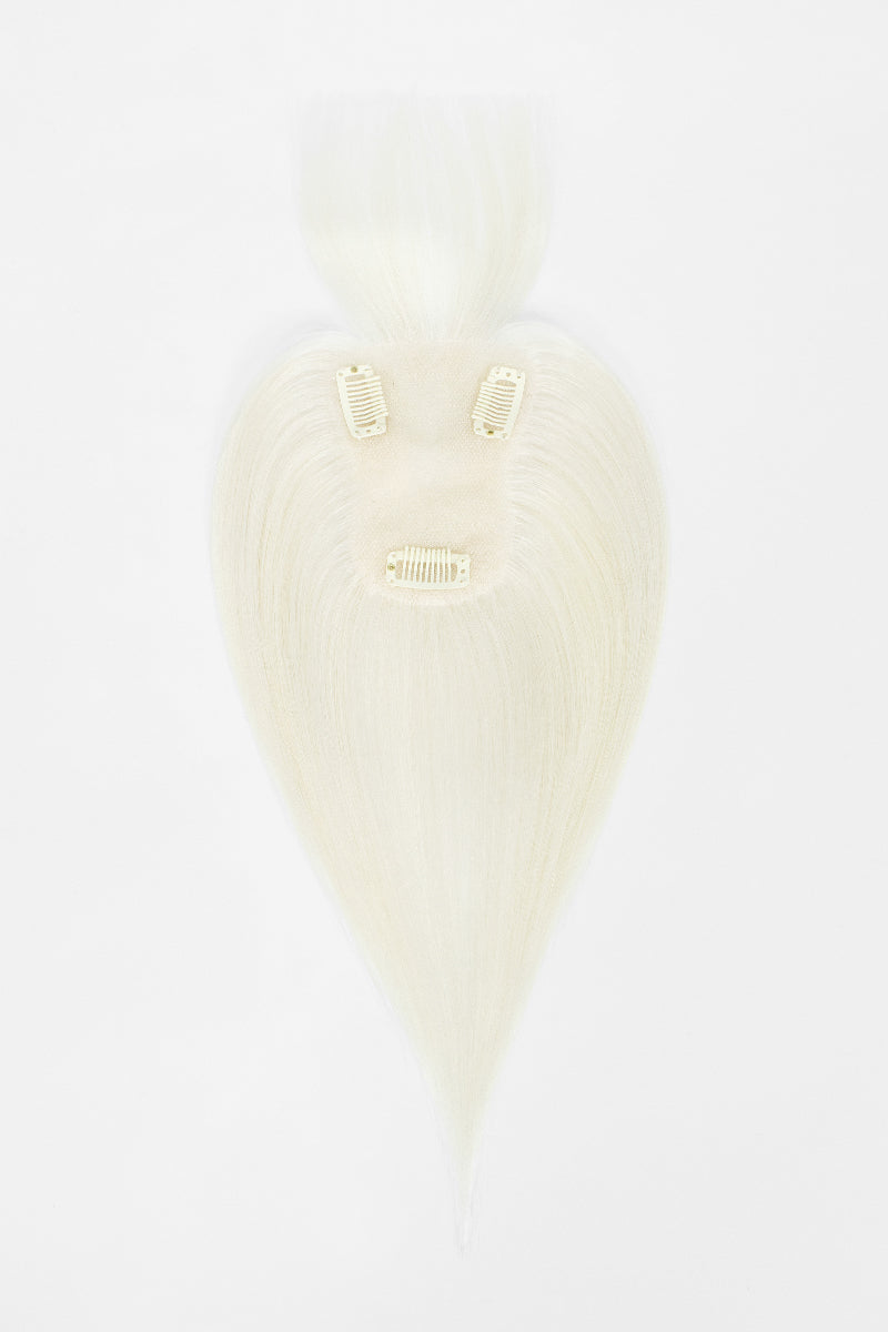 Mona-B Topper de Cabello Humano Hecho a Mano con Flequillo Rubio Extra Claro