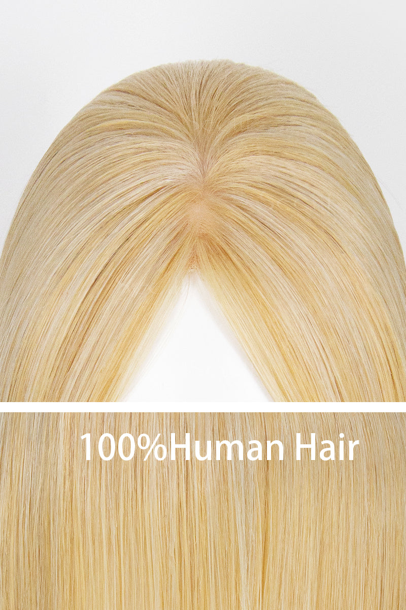 Metis Human Hair Toppers Crown Topper Hair Extensions (Blonde and Highlights)