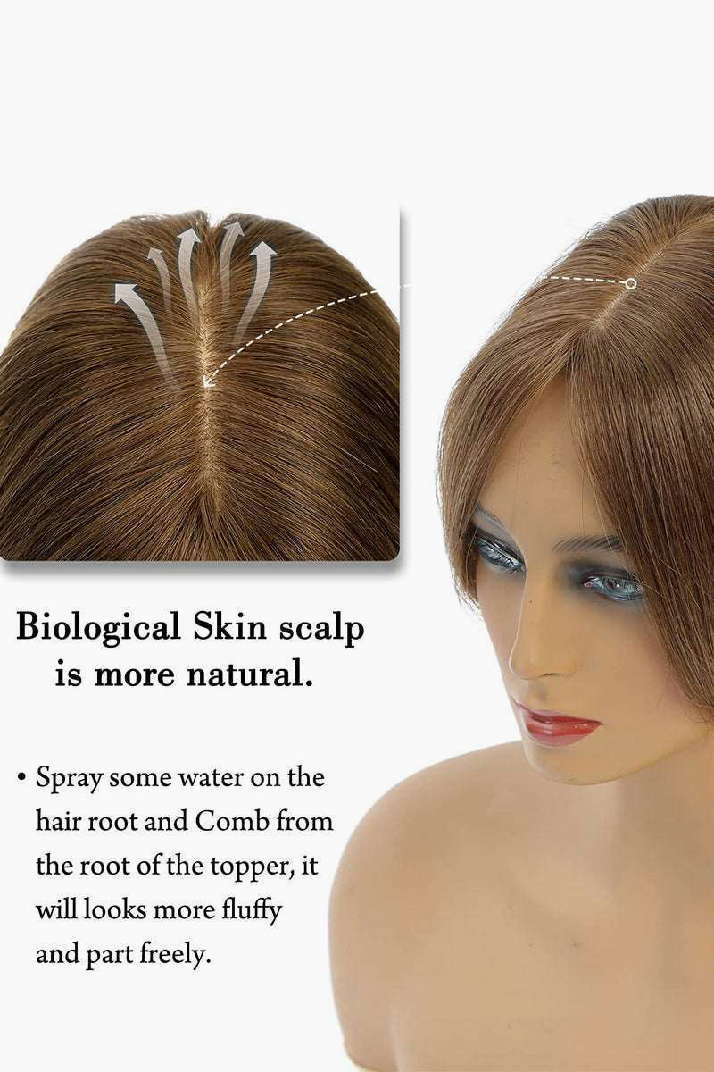Metis Human Hair Toppers Crown Topper Hair Extensions Light Brown