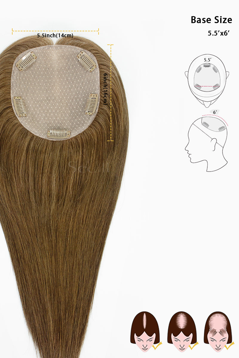 Metis Human Hair Toppers Crown Topper Hair Extensions Light Brown
