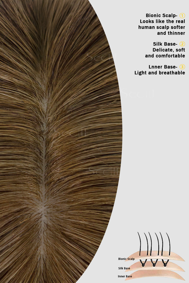 Metis Human Hair Toppers Crown Topper Hair Extensions Light Brown