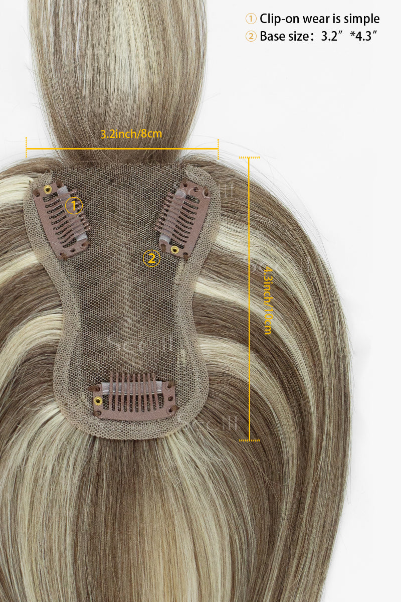 Mona-B human hair topper close-up detail view