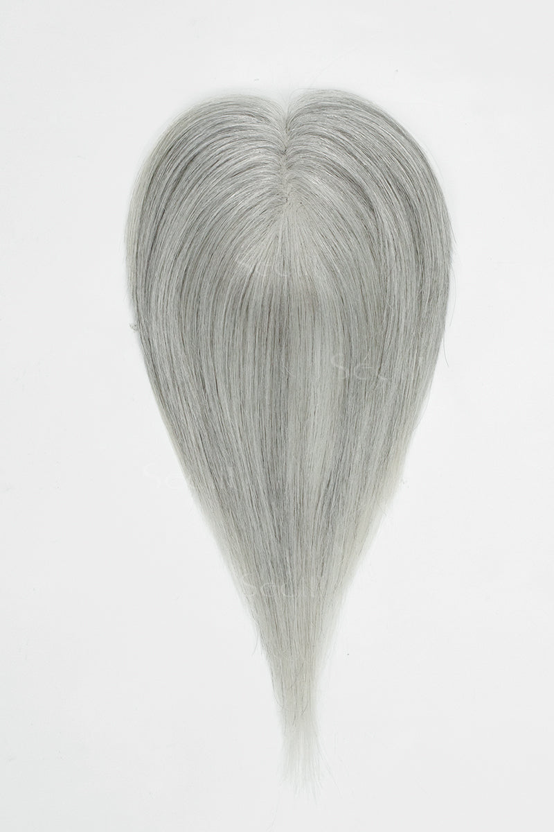 Light Grey hair topper on a white background