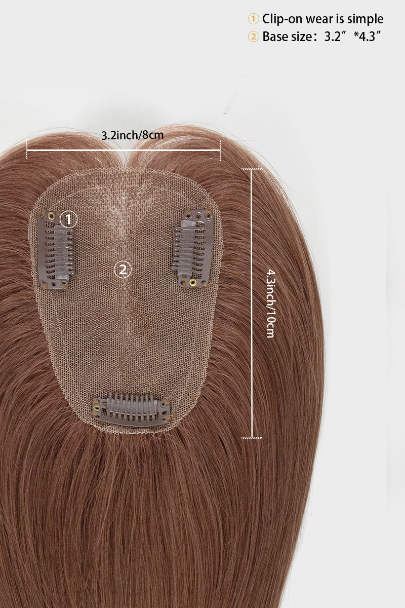 Mona Human Hair Topper Dark Auburn Brown
