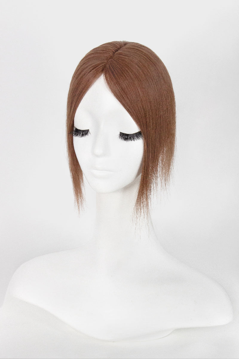 Mona Human Hair Topper Dark Auburn Brown
