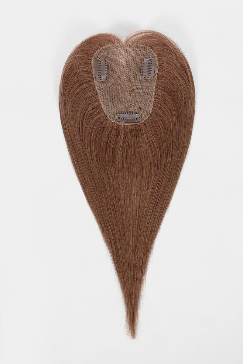 Mona Human Hair Topper Dark Auburn Brown