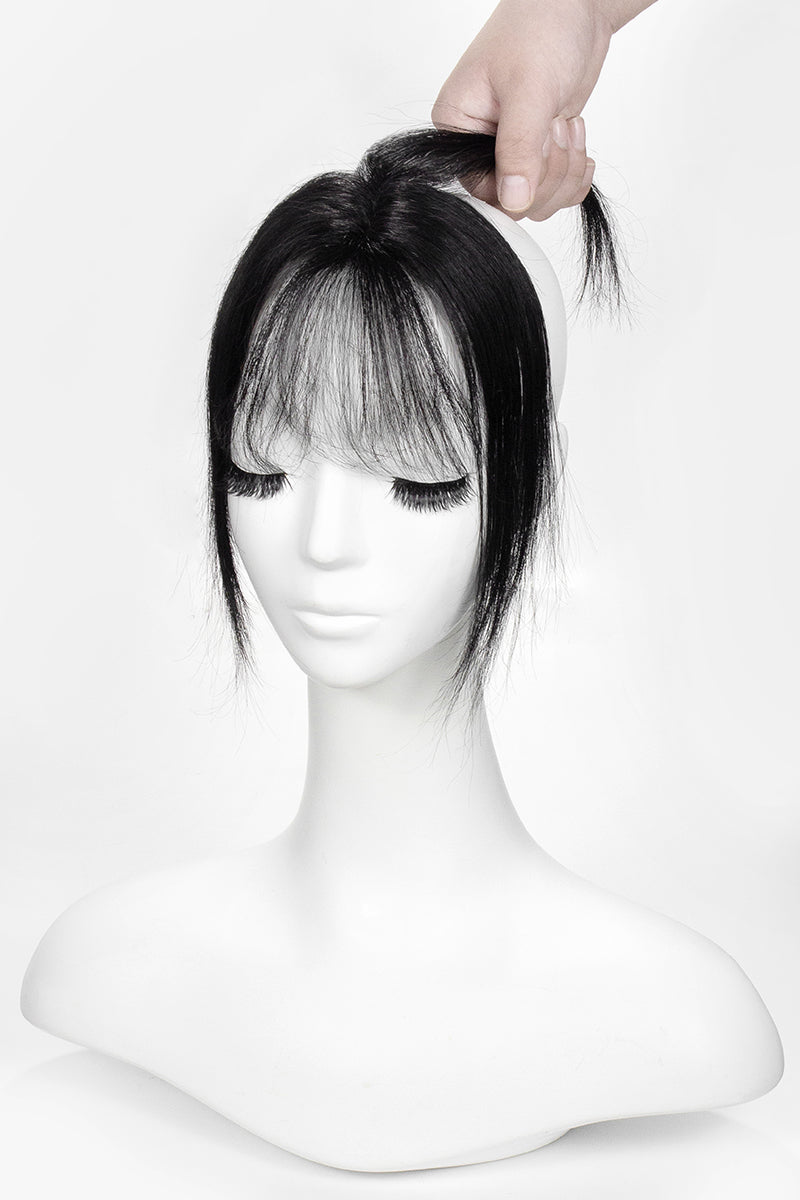 Mannequin head with magic pixie topper in natural black color on a white background