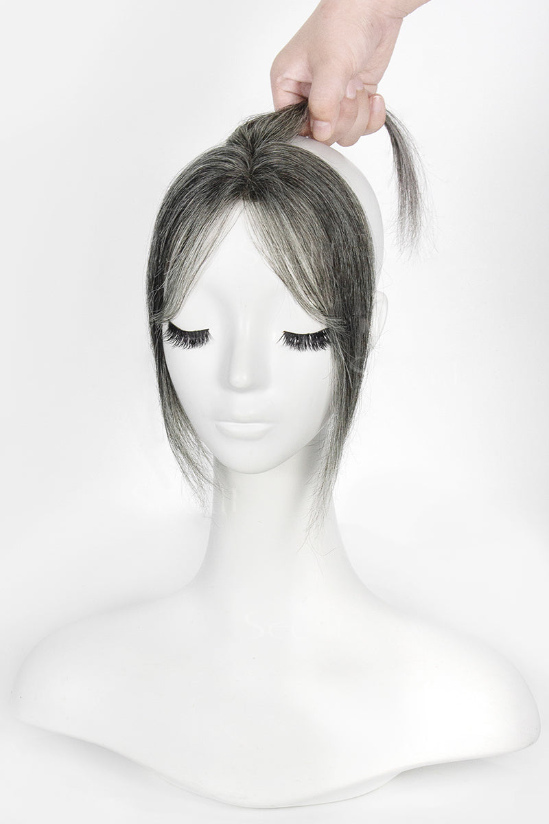 Mannequin head with Magic Pixie Topper with Bangs