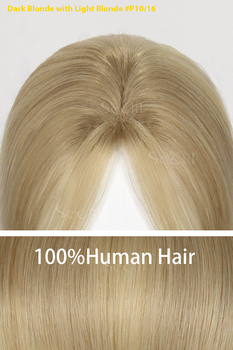 Magic Pixie Topper with Bangs Dark Blonde with Light Blonde