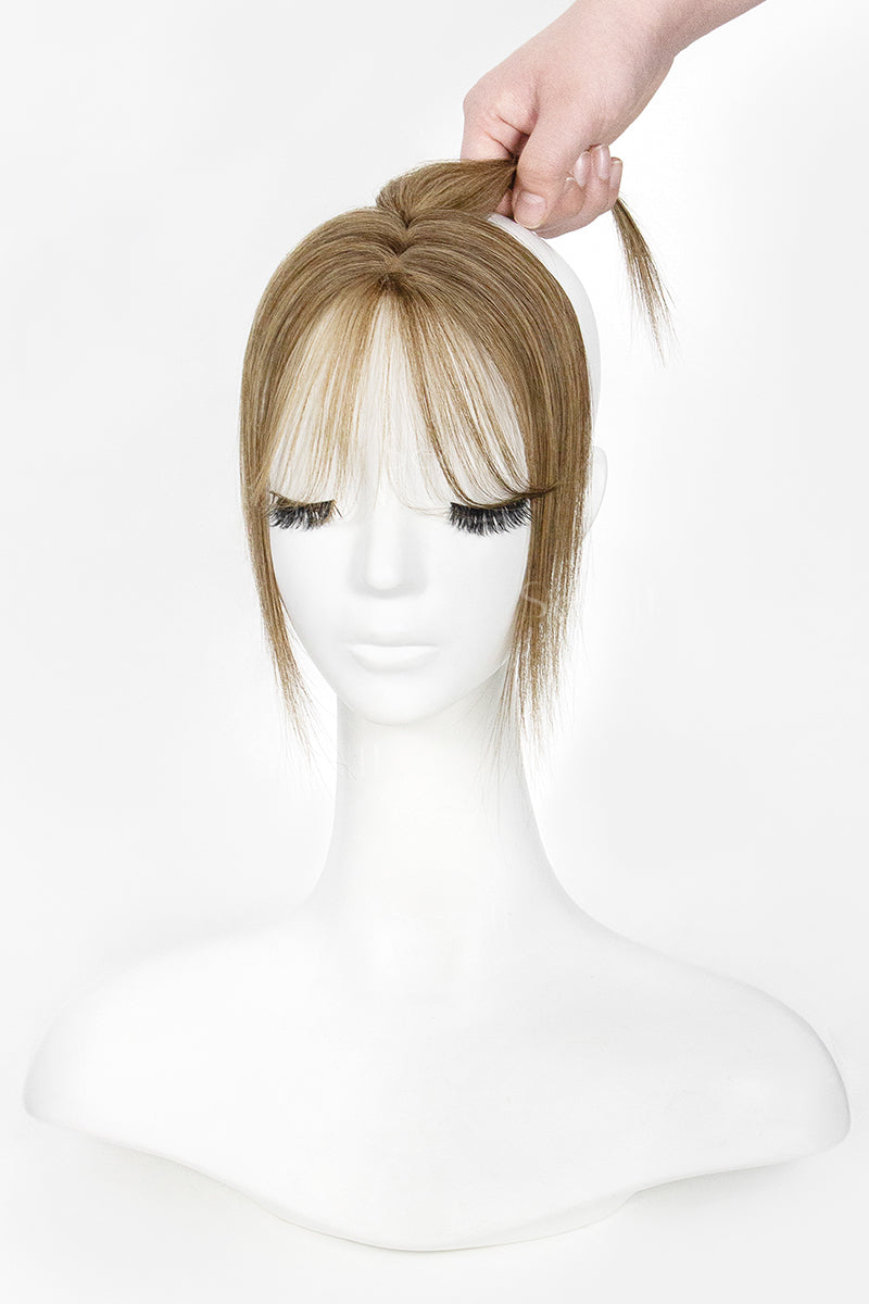 Magic Pixie Topper with Bangs Medium Brown with Warm Highlights