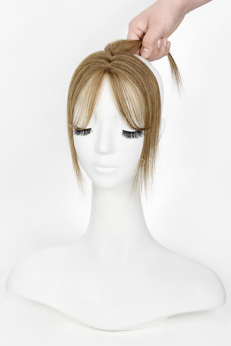 Magic Pixie Topper with Bangs Medium Brown with Warm Highlights