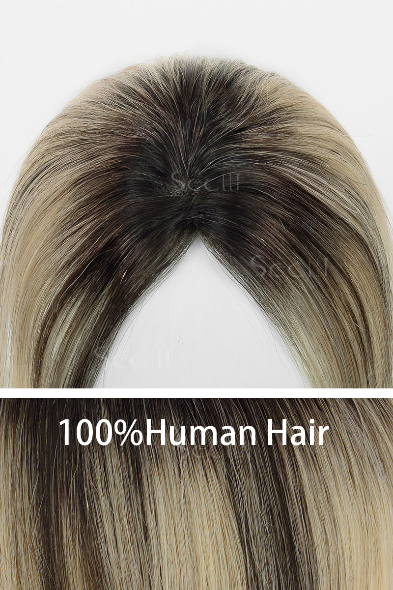 Brown and blonde hairpiece with &