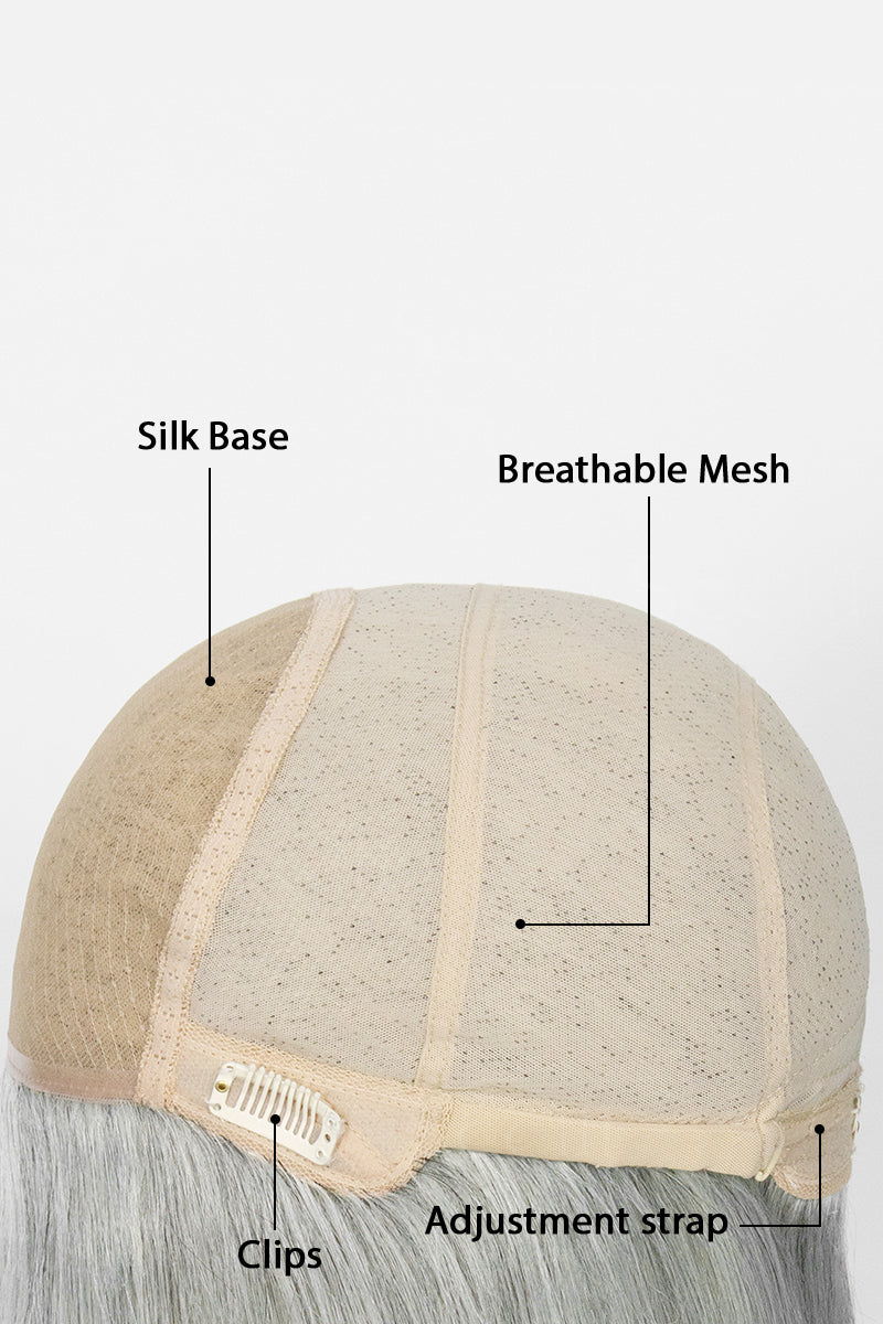 Wig cap with labeled components on a white background