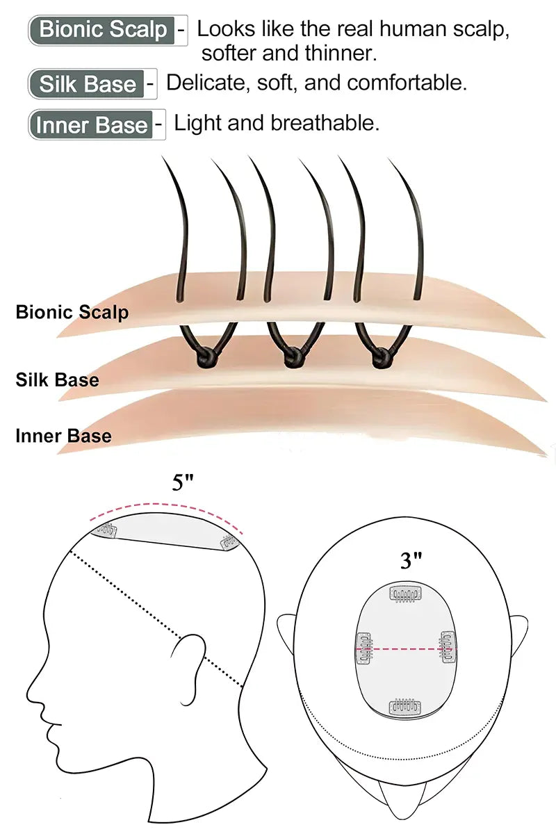 Topper de Cabello Humano Remy con Base de Seda Flavia-B1