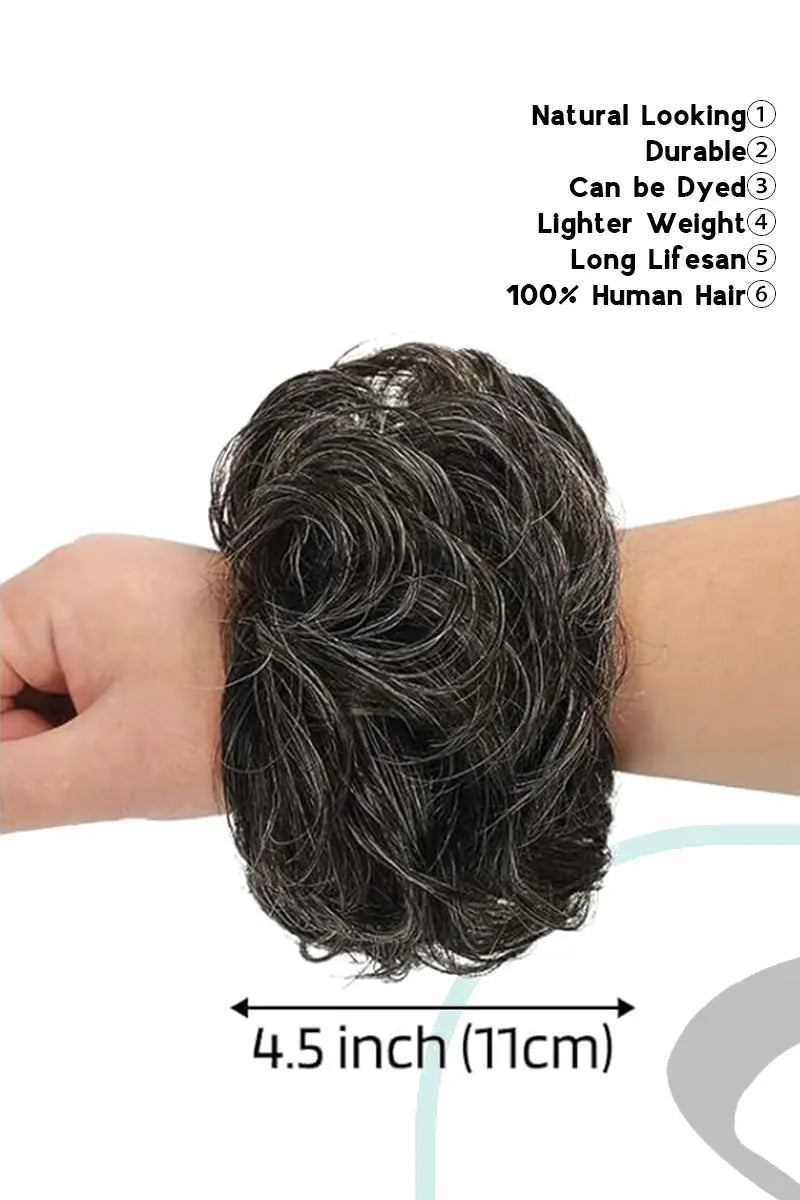 Pieza de cabello con moño desordenado Seully gris oscuro