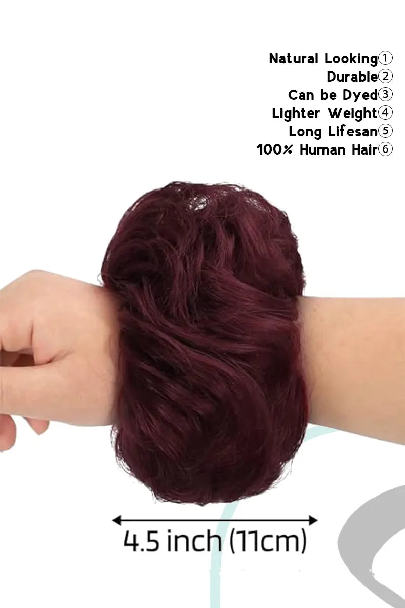 Moño desordenado de Seully, pieza de cabello color vino tinto n.° 99J