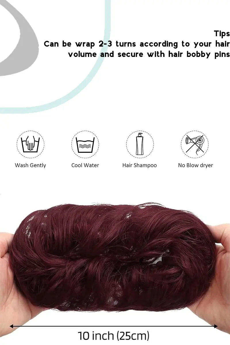 Moño desordenado de Seully, pieza de cabello color vino tinto n.° 99J