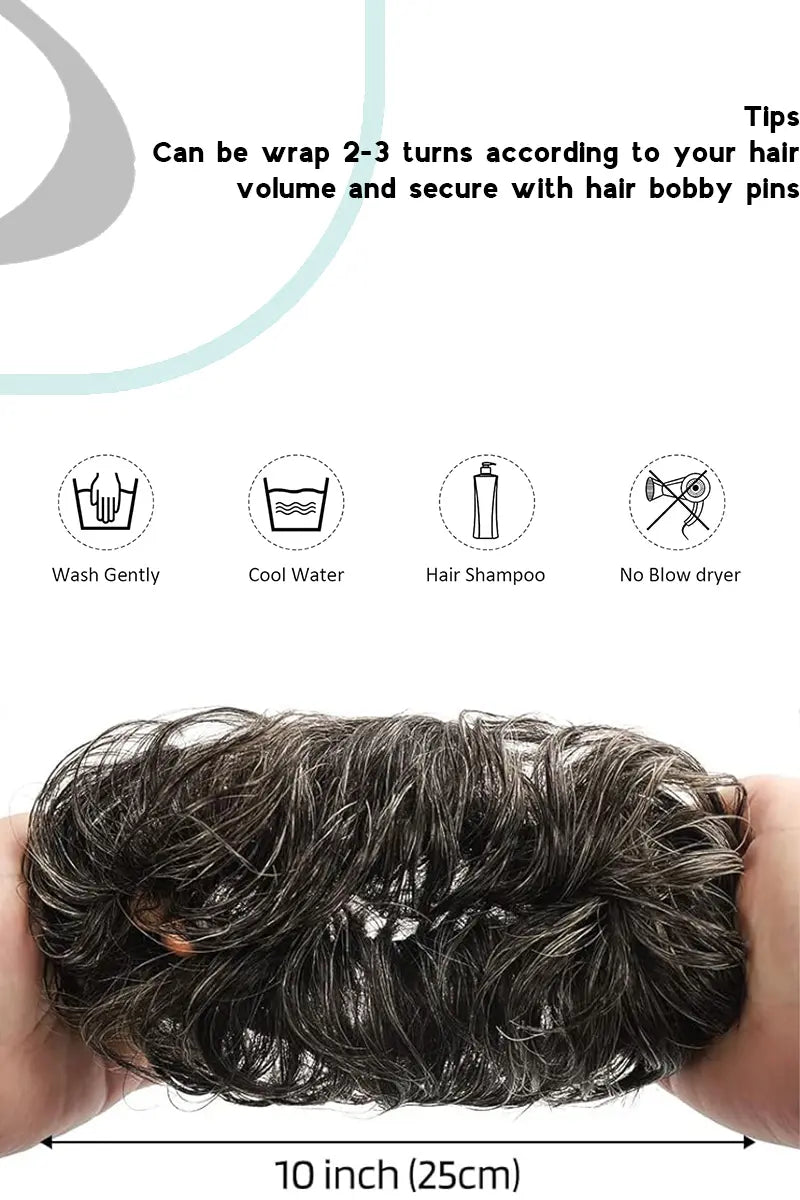Pieza de cabello con moño desordenado Seully gris oscuro