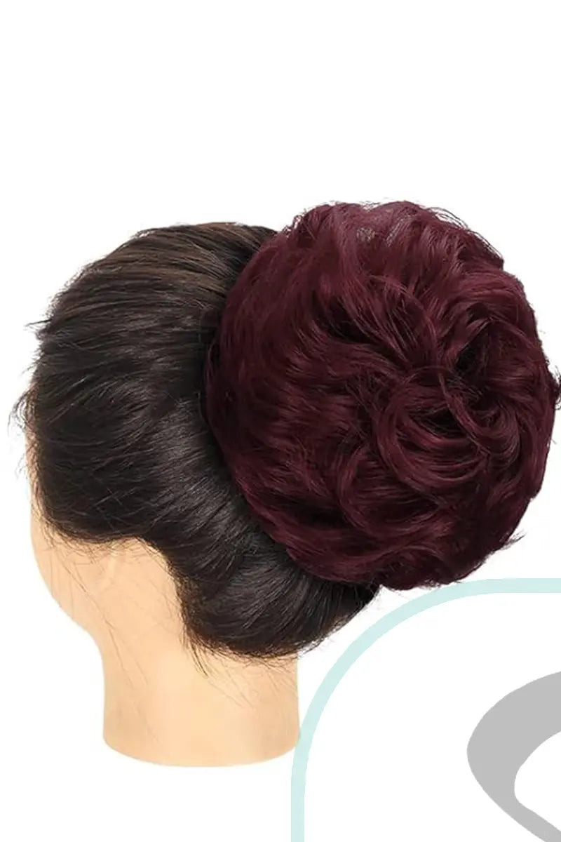 Moño desordenado de Seully, pieza de cabello color vino tinto n.° 99J