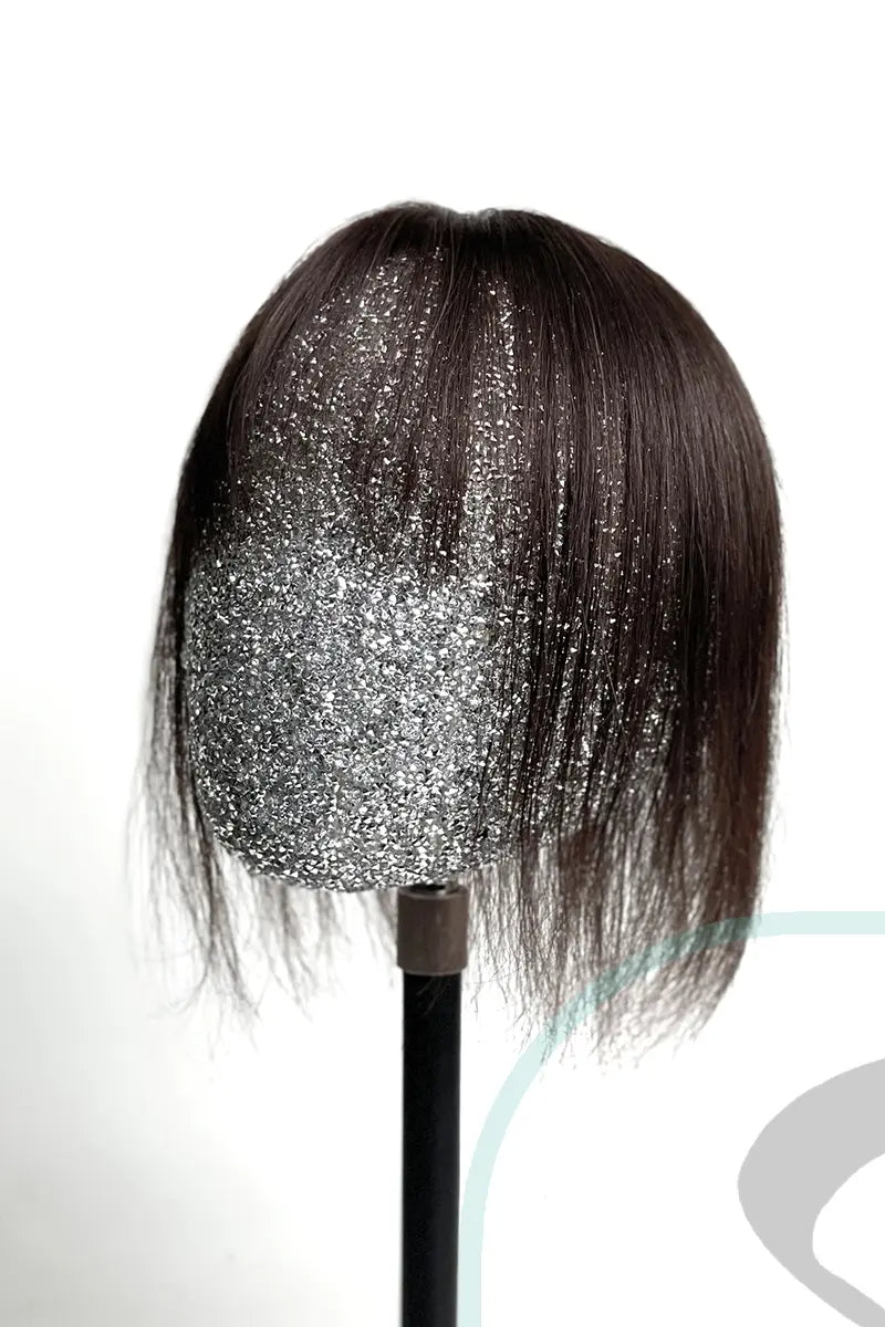 Mona-B Handmade Human Hair Topper with Bangs Dark Brown