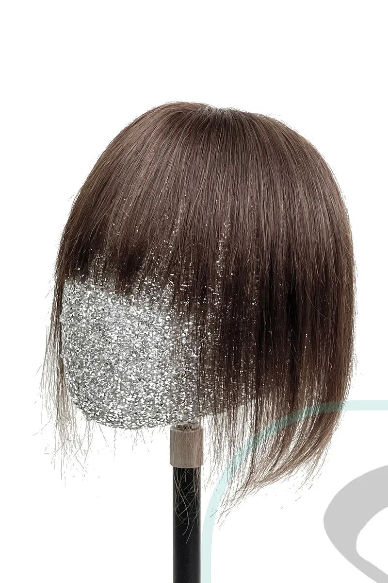 Mona-B Handmade Human Hair Topper with Bangs Medium Brown