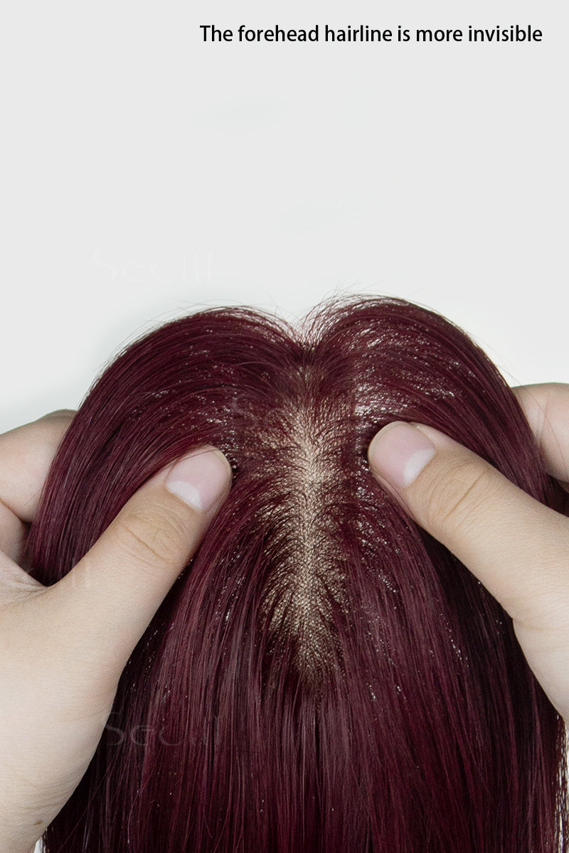 Hera Human Hair Topper Wine Red