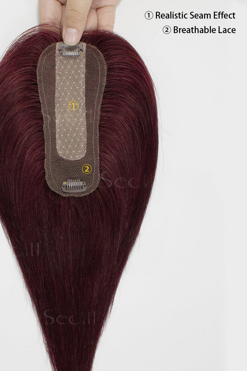 Hera Human Hair Topper Wine Red