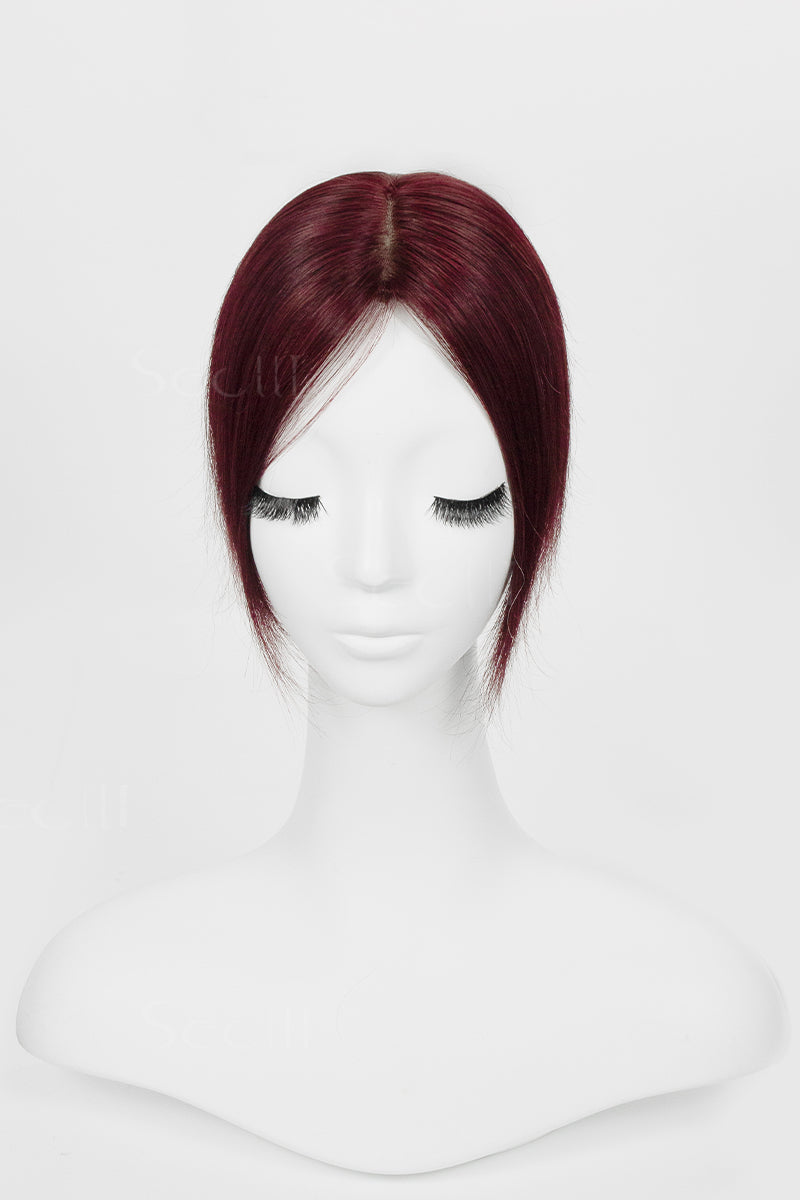 Hera Human Hair Topper Wine Red